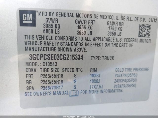 2012 CHEVROLET SILVERADO 1500 3GCPCSE03CG215334 Photo 8