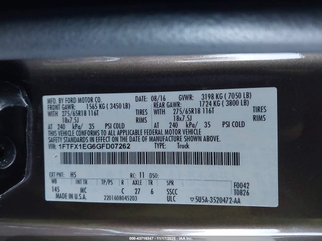 Ford F-150 Xlt 2016 1FTFX1EG6GFD07262 Image 9