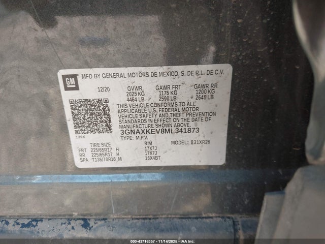 2021 CHEVROLET EQUINOX 3GNAXKEV8ML341873 Photo 8