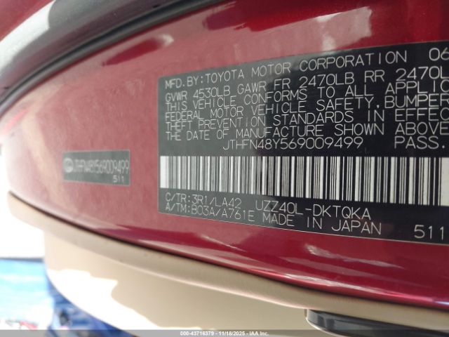 2006 LEXUS SC 430 JTHFN48Y569009499 Photo 8