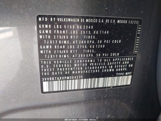2023 VOLKSWAGEN TIGUAN 3VVRB7AX0PM054235 Photo 8