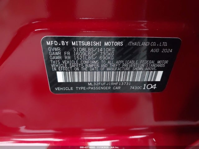 2024 MITSUBISHI MIRAGE G4 ML32FUFJ1RHF13731 Photo 8