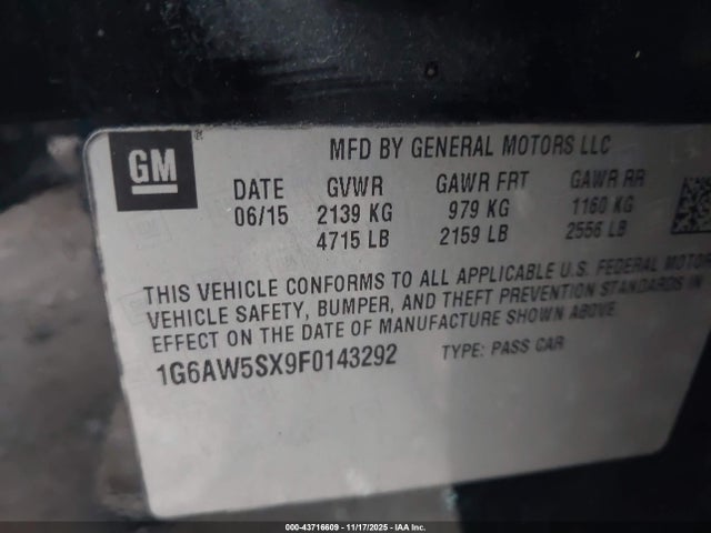 2015 CADILLAC CTS 1G6AW5SX9F0143292 Photo 8