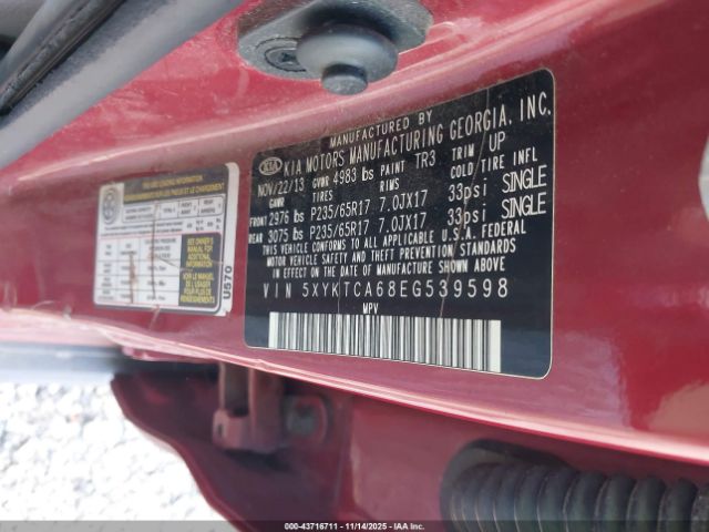 2014 KIA SORENTO 5XYKTCA68EG539598 Photo 8