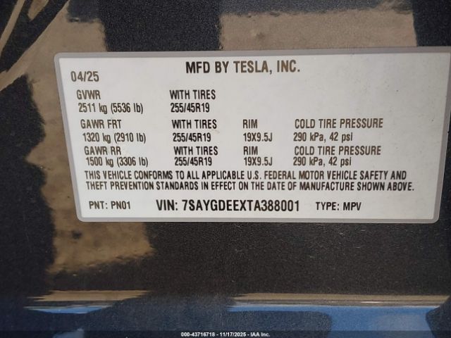 2026 TESLA MODEL Y 7SAYGDEEXTA388001 Photo 8
