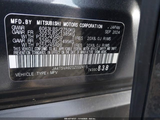 2025 MITSUBISHI OUTLANDER PHEV JA4T5VA92SZ002415 Photo 8