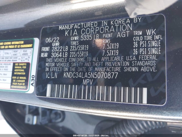 KIA Ev6 Wind 2022 KNDC34LA5N5070877 Image 9