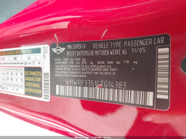 2006 MINI COOPER WMWRF33516TG14383 Photo 8