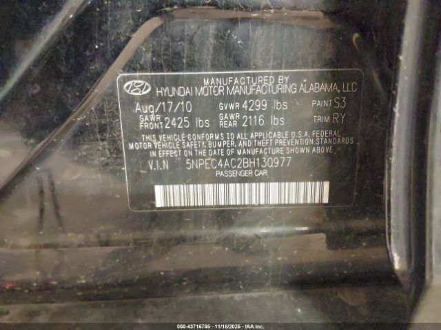 2011 HYUNDAI SONATA 5NPEC4AC2BH130977 Photo 8