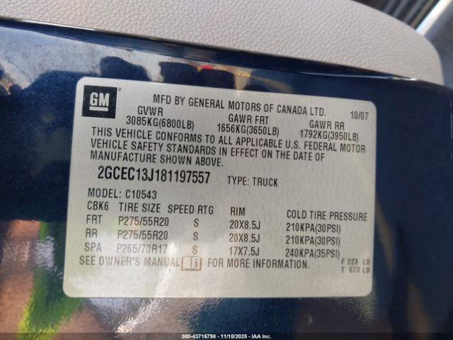 2008 CHEVROLET SILVERADO 1500 2GCEC13J181197557 Photo 8