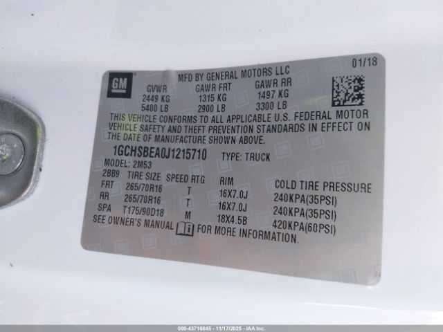 2018 CHEVROLET COLORADO 1GCHSBEA0J1215710 Photo 8