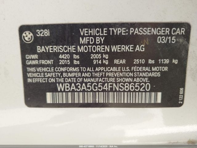 2015 BMW 328I WBA3A5G54FNS86520 Photo 8