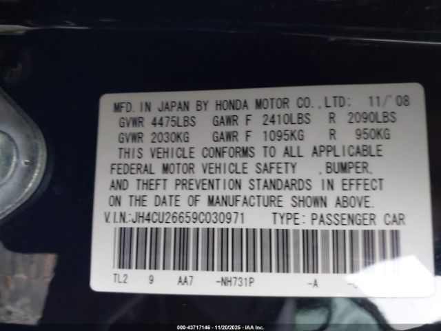 2009 ACURA TSX JH4CU26659C030971 Photo 8