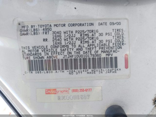 2001 LEXUS RX 300 JTJHF10U010179360 Photo 8