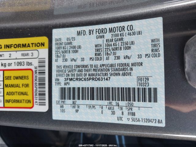 2023 FORD BRONCO SPORT 3FMCR9C65PRD63147 Photo 8