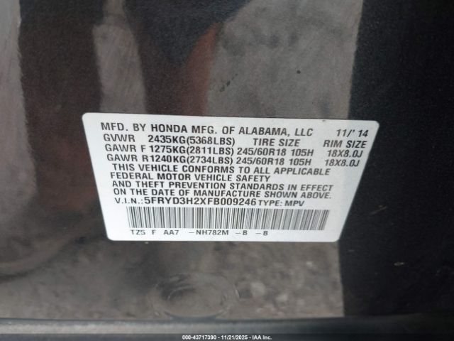2015 ACURA MDX 5FRYD3H2XFB009246 Photo 8