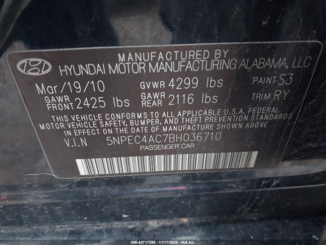 2011 HYUNDAI SONATA 5NPEC4AC7BH036710 Photo 8