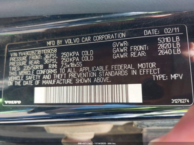 2011 VOLVO XC70 YV4902BZ3B1109058 Photo 8