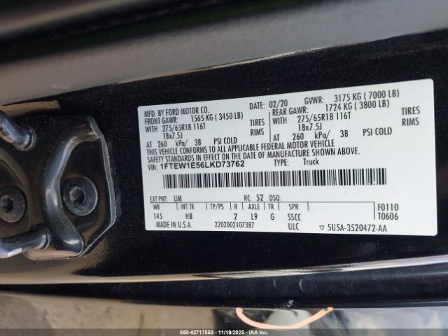 2020 FORD F-150 1FTEW1E56LKD73762 Photo 8