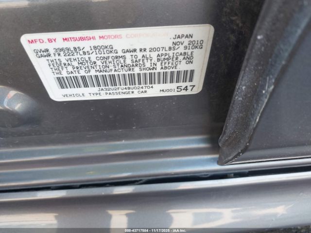2011 MITSUBISHI LANCER JA32U2FU4BU024704 Photo 8