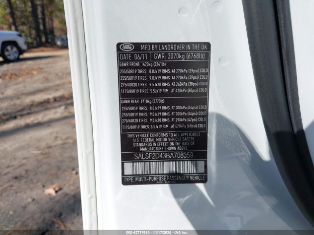 2011 LAND ROVER RANGE ROVER SPORT SALSF2D43BA708359 Photo 8