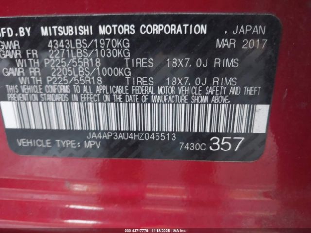 2017 MITSUBISHI OUTLANDER SPORT JA4AP3AU4HZ045513 Photo 8