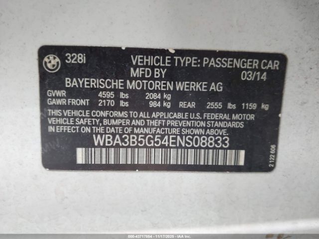 2014 BMW 328I WBA3B5G54ENS08833 Photo 8