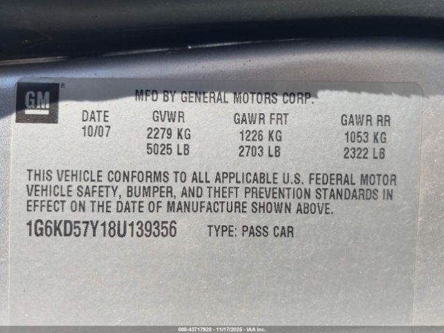 2008 CADILLAC DTS 1G6KD57Y18U139356 Photo 8