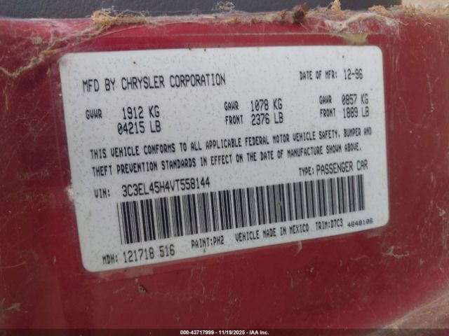 1997 CHRYSLER SEBRING 3C3EL45H4VT558144 Photo 8