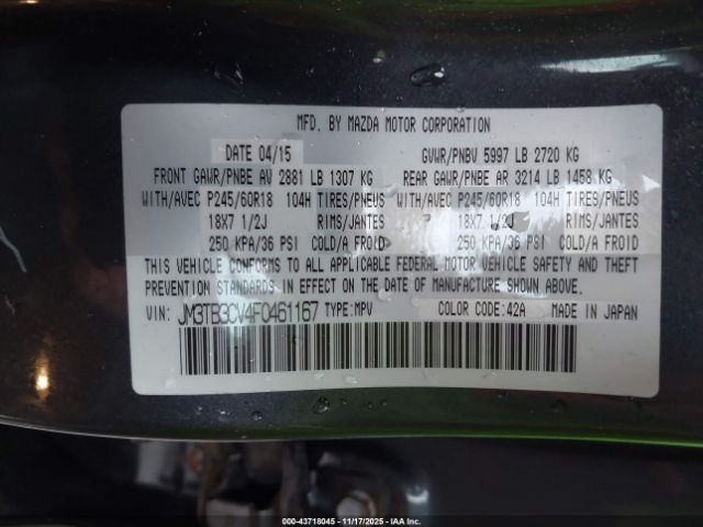 2015 MAZDA CX-9 JM3TB3CV4F0461167 Photo 8