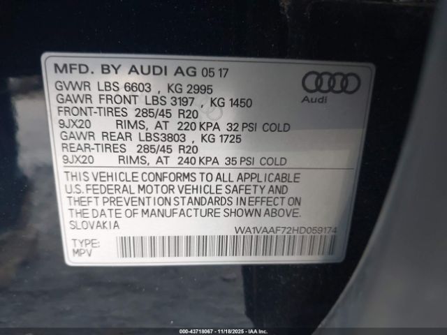 2017 AUDI Q7 WA1VAAF72HD059174 Photo 8