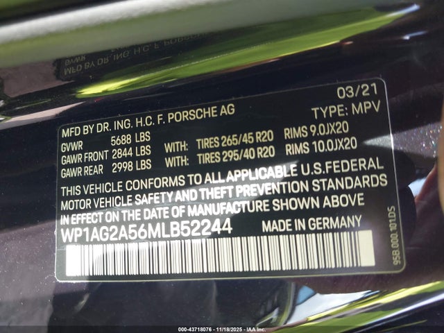 2021 PORSCHE MACAN WP1AG2A56MLB52244 Photo 8
