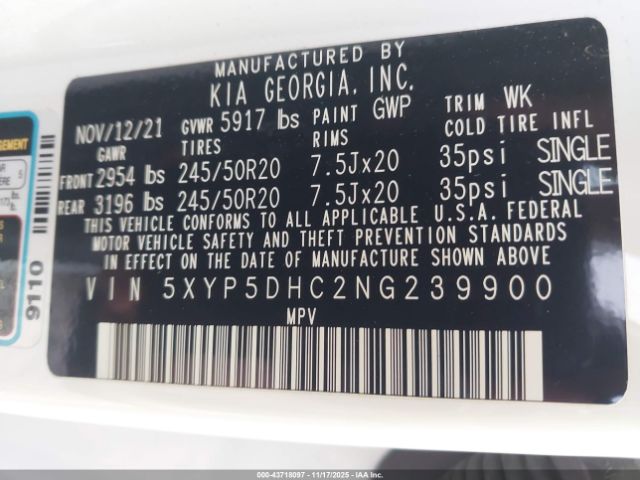 2022 KIA TELLURIDE 5XYP5DHC2NG239900 Photo 8