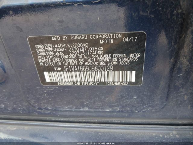 2018 SUBARU WRX JF1VA1B69J9800129 Photo 8