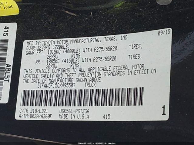 2016 TOYOTA TUNDRA 5TFAW5F15GX495507 Photo 8