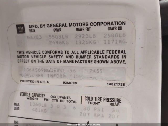 1983 CADILLAC SEVILLE 1G6AS69N6DE818456 Photo 8