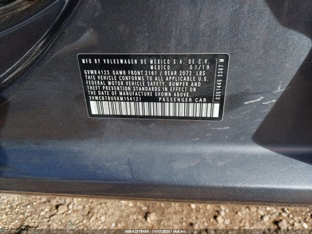 Продаж на аукціоні авто 2019 Volkswagen Jetta 1.4t R-line/1.4t S/1.4t Se, vin: 3VWCB7BU5KM154121, номер лоту: 43718180