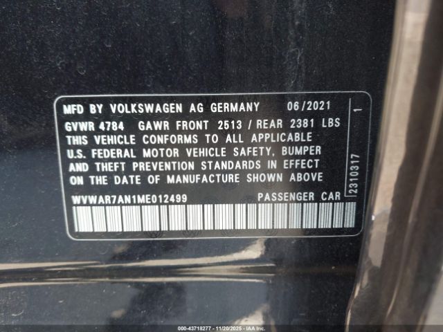 2021 VOLKSWAGEN ARTEON WVWAR7AN1ME012499 Photo 8
