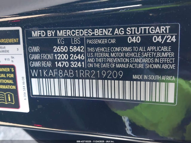 W1KAF8AB1RR219209 Mercedes-Benz Amg C 63 S E Performance