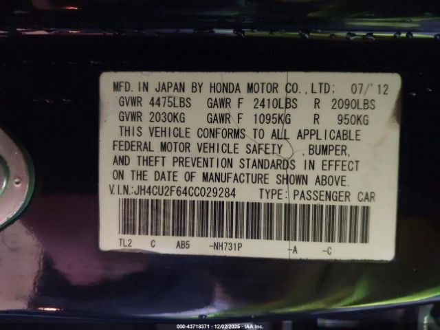 2012 ACURA TSX JH4CU2F64CC029284 Photo 8