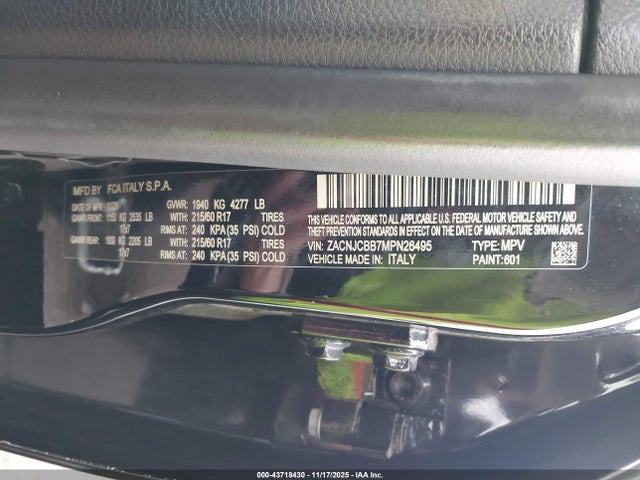 Aukcja sprzedaży 2021 Jeep Renegade Latitude Fwd, vin: ZACNJCBB7MPN26495, numer aukcji: 43718430