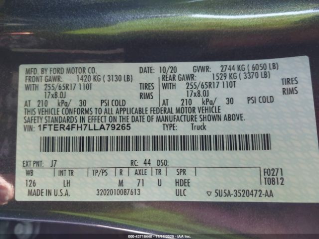 2020 FORD RANGER 1FTER4FH7LLA79265 Photo 8