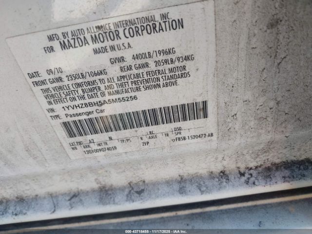 2010 MAZDA MAZDA6 1YVHZ8BH5A5M55256 Photo 8