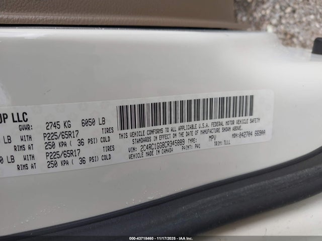 Продаж на аукціоні авто 2012 Chrysler Town & Country Limited, vin: 2C4RC1GG8CR345889, номер лоту: 43718460