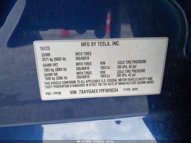 2023 TESLA MODEL Y 7SAYGAEE1PF909534 Photo 8
