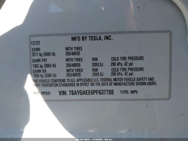 2023 TESLA MODEL Y 7SAYGAEE6PF637708 Photo 8