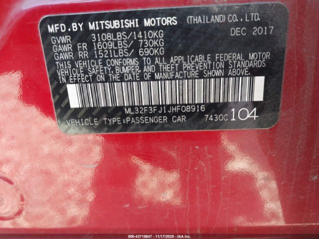 2018 MITSUBISHI MIRAGE G4 ML32F3FJ1JHF08916 Photo 8
