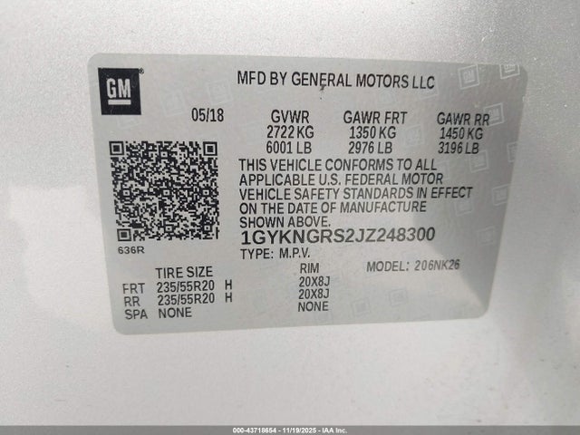 2018 CADILLAC XT5 1GYKNGRS2JZ248300 Photo 8