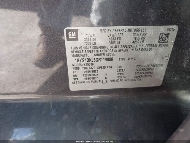 2016 CADILLAC ESCALADE 1GYS4DKJ5GR119009 Photo 8