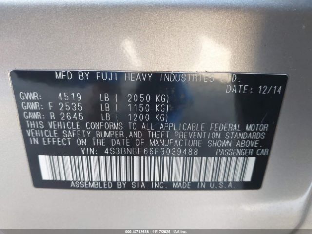 2015 SUBARU LEGACY 4S3BNBF66F3039488 Photo 8